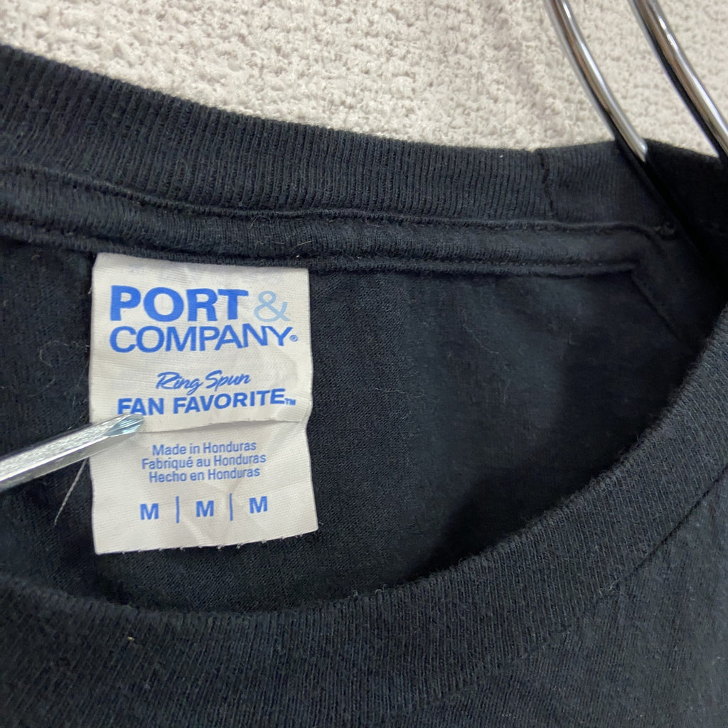 PORT&COMPANY　半袖プリントTシャツ　メッセージT　3連プリント　黒　ブラック　Mサイズ　古着