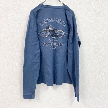 00s　HARLEY DAVIDSON　ハーレーダビッドソン　長袖両面プリントTシャツ　青　ブルー　XLサイズ
