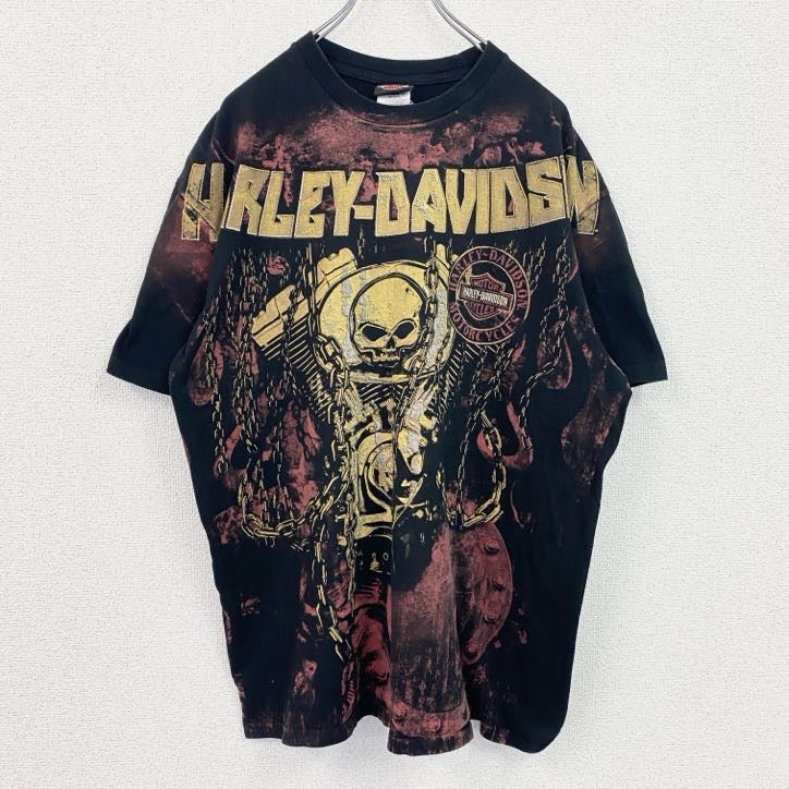 HARLEY DAVIDSON　ハーレーダビッドソン　半袖プリントTシャツ　黒　ブラック　XLサイズ