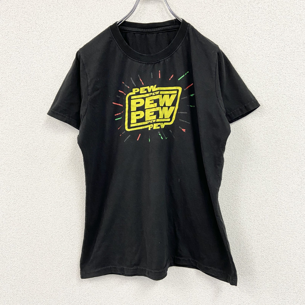 半袖プリントTシャツ　パロディT　英字プリント　花火　黒　ブラック　古着