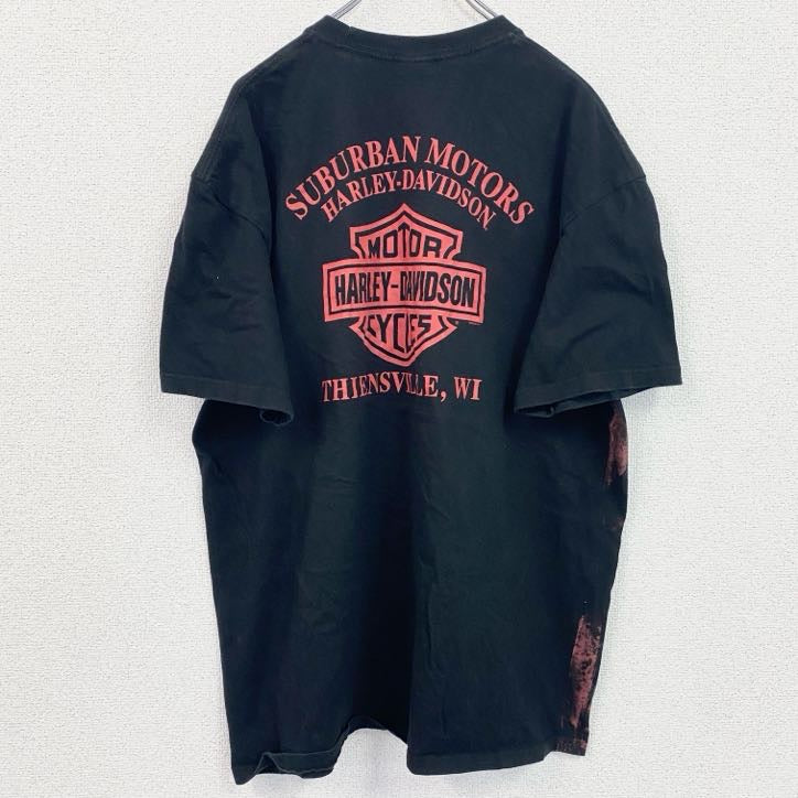 HARLEY DAVIDSON　ハーレーダビッドソン　半袖プリントTシャツ　黒　ブラック　XLサイズ