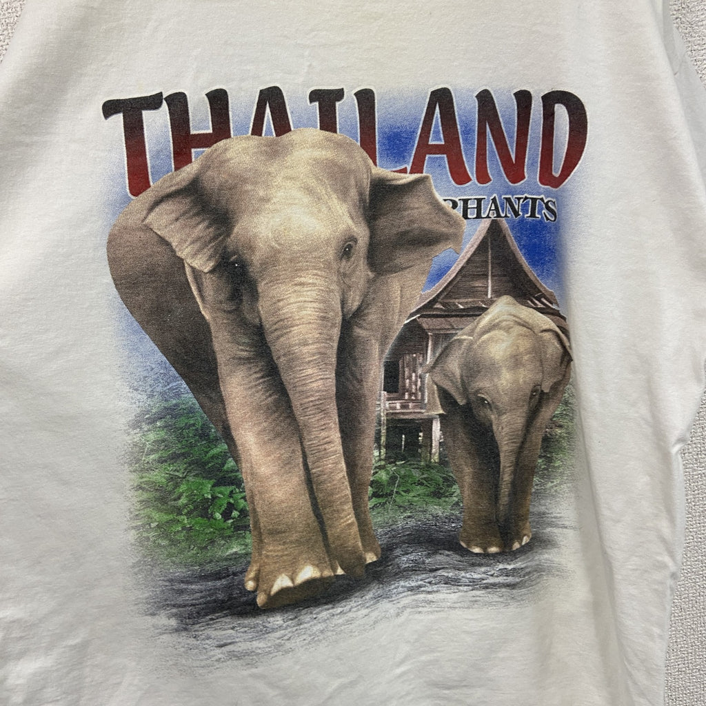 COLOUR　半袖Tシャツ　アニマルT　象　スーベニア　白　ホワイト　Lサイズ　古着