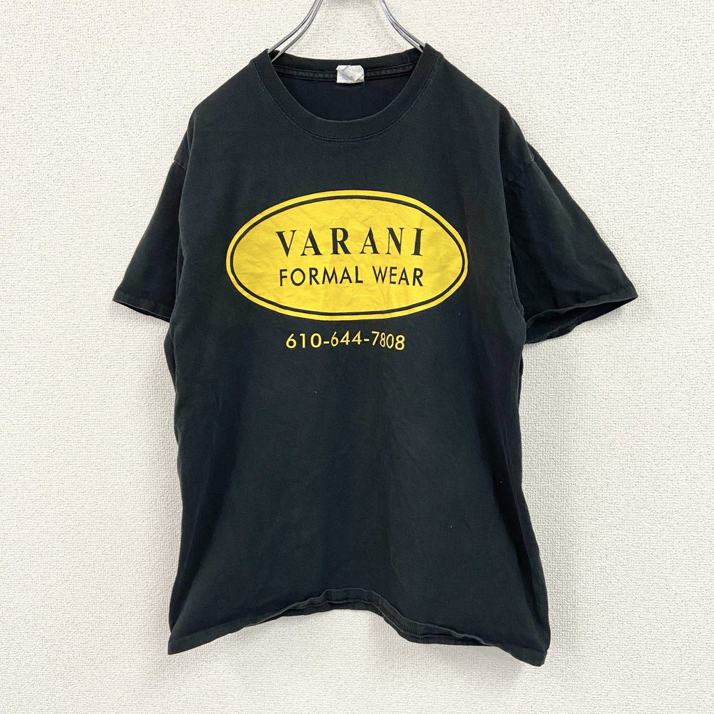 PORT&COMPANY　半袖プリントTシャツ　3連プリント　両面プリント　黒　ブラック　Lサイズ　古着
