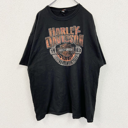 古着 used　HARLEY DAVIDSON　ハーレーダビッドソン　半袖プリントTシャツ　黒　ブラック　2XLサイズ