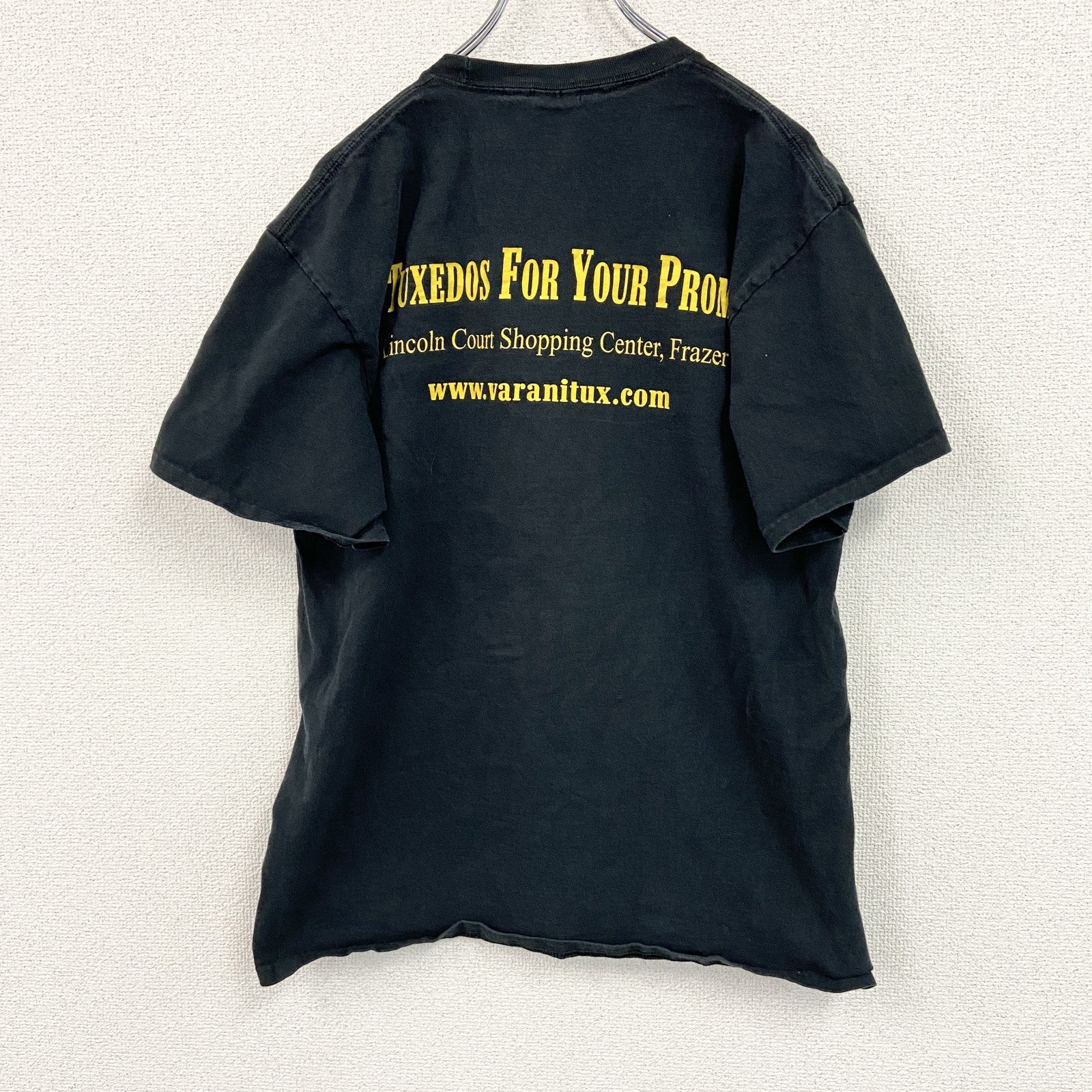 PORT&COMPANY　半袖プリントTシャツ　3連プリント　両面プリント　黒　ブラック　Lサイズ　古着