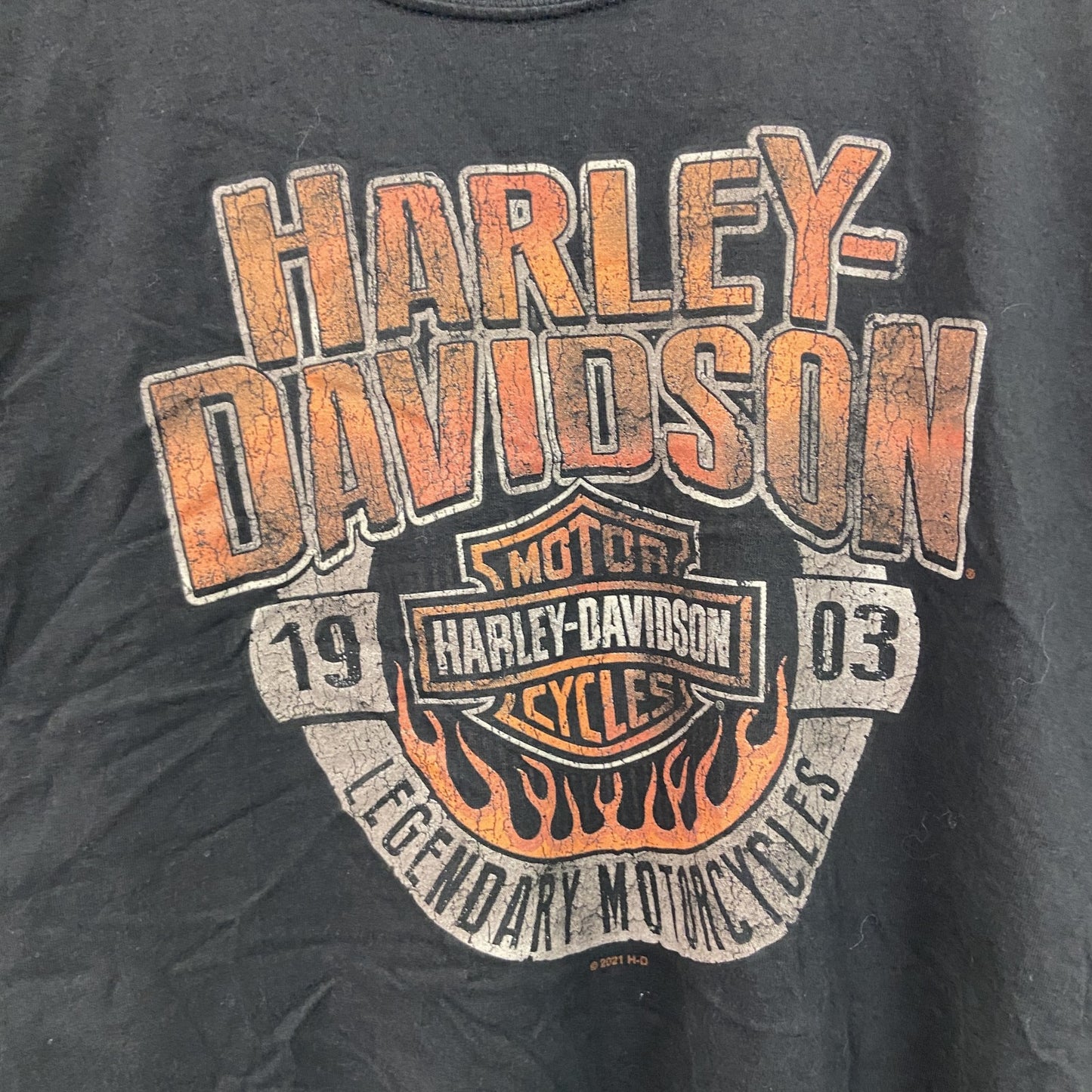 古着 used　HARLEY DAVIDSON　ハーレーダビッドソン　半袖プリントTシャツ　黒　ブラック　2XLサイズ