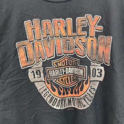 古着 used　HARLEY DAVIDSON　ハーレーダビッドソン　半袖プリントTシャツ　黒　ブラック　2XLサイズ