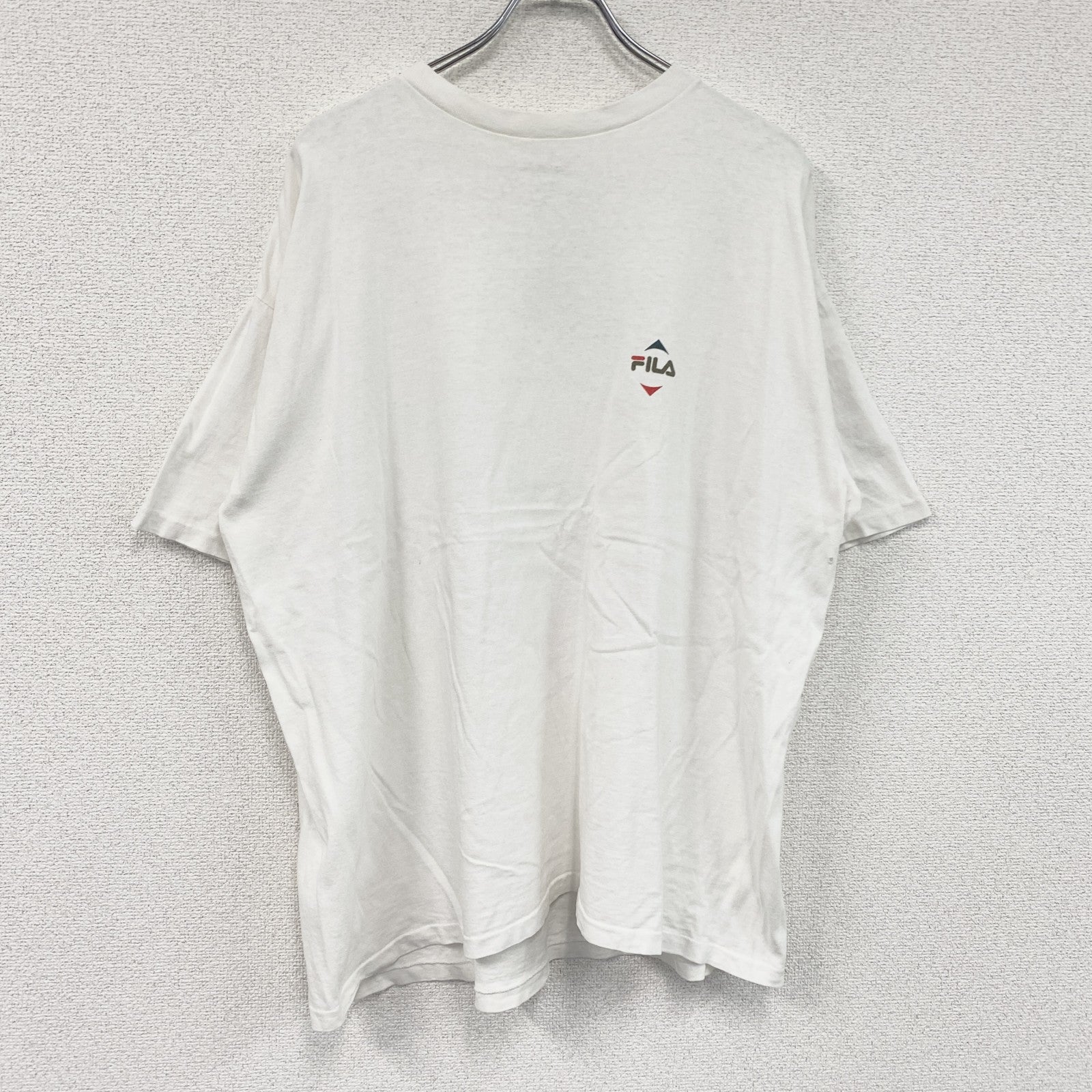 90s　FILA　フィラ　半袖プリントTシャツ　ヴィンテージ　シングルステッチ　白　ホワイト　XLサイズ　古着