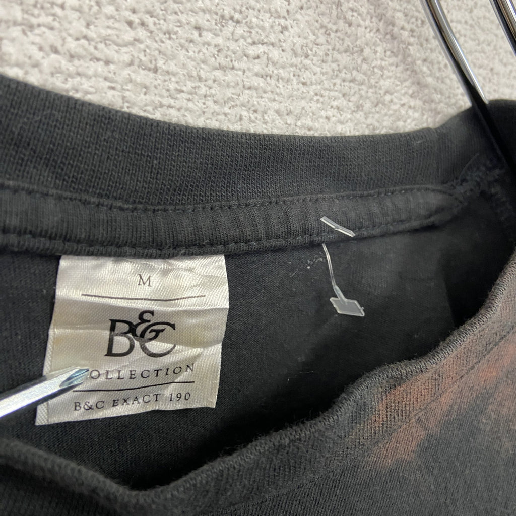B&C　半袖プリントシンガーTシャツ　人物T　ミショコヴァチュ　英字プリント　おじさん　クルーネック　黒　ブラック　Mサイズ　古着