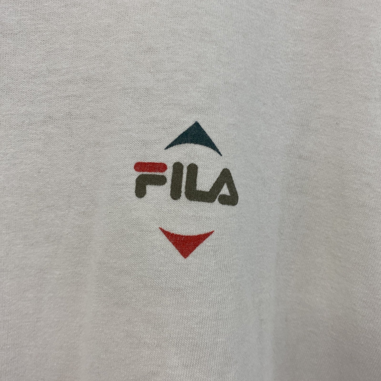 90s　FILA　フィラ　半袖プリントTシャツ　ヴィンテージ　シングルステッチ　白　ホワイト　XLサイズ　古着