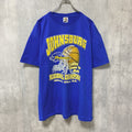 バスケ　半袖プリントTシャツ　バックプリント　青　ブルー　レトロ　デザイン　個性的　クルーネック　オーバーサイズ　古着