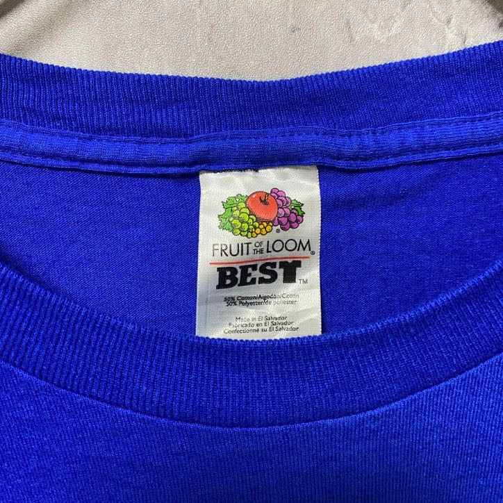 バスケ　半袖プリントTシャツ　バックプリント　青　ブルー　レトロ　デザイン　個性的　クルーネック　オーバーサイズ　古着