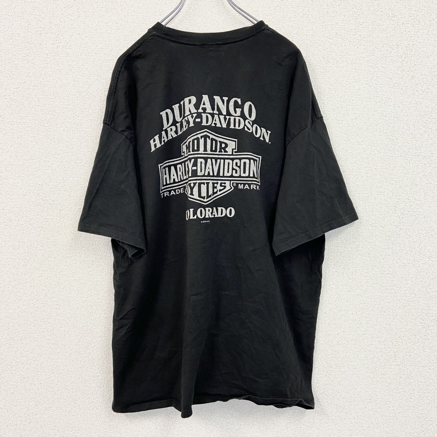 古着 used　HARLEY DAVIDSON　ハーレーダビッドソン　半袖プリントTシャツ　黒　ブラック　2XLサイズ