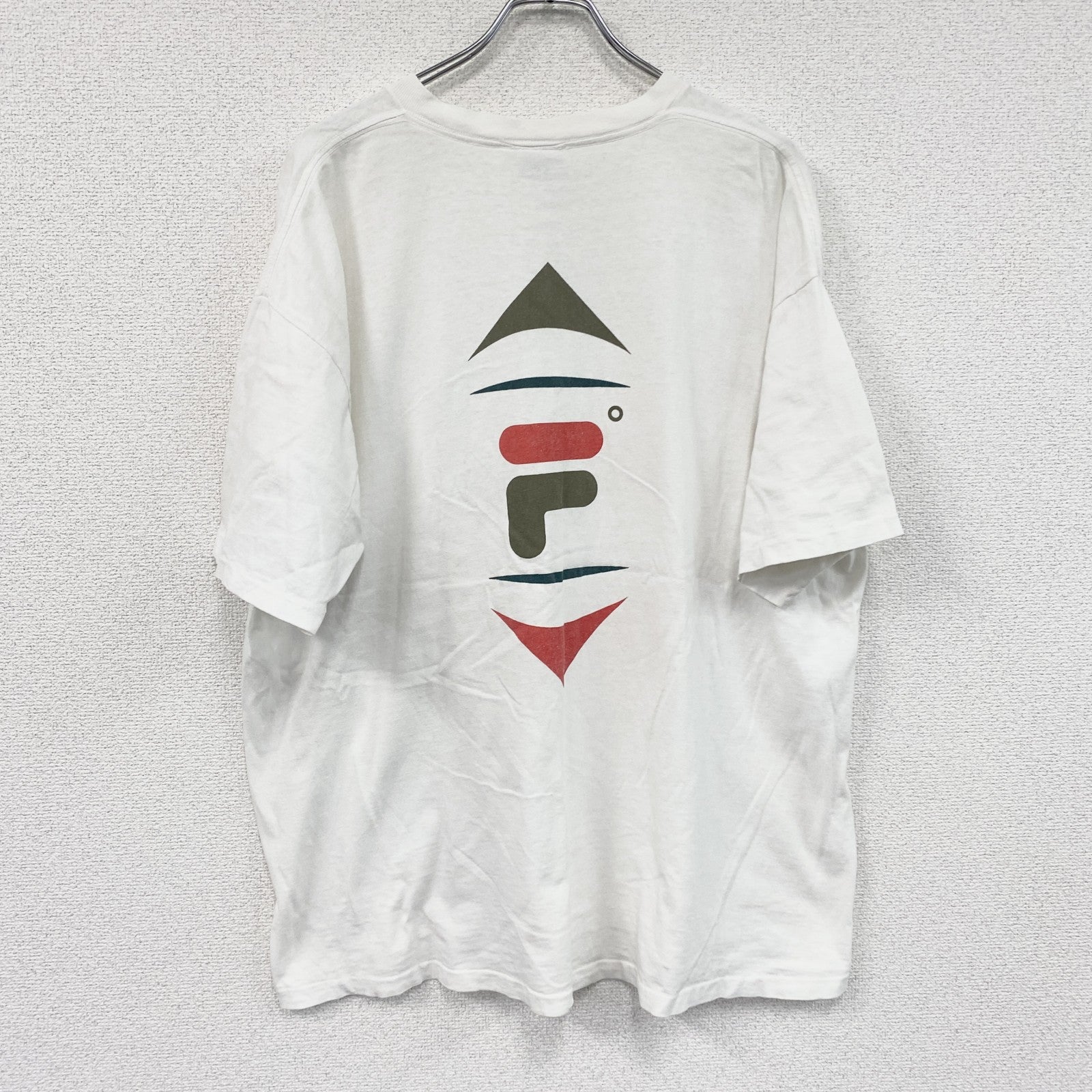 90s　FILA　フィラ　半袖プリントTシャツ　ヴィンテージ　シングルステッチ　白　ホワイト　XLサイズ　古着