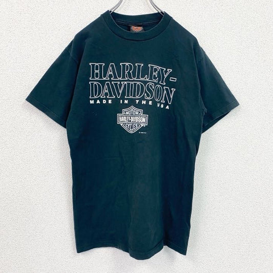 90s　HARLEY DAVIDSON　ハーレーダビッドソン　半袖プリントTシャツ　黒　ブラック　Lサイズ