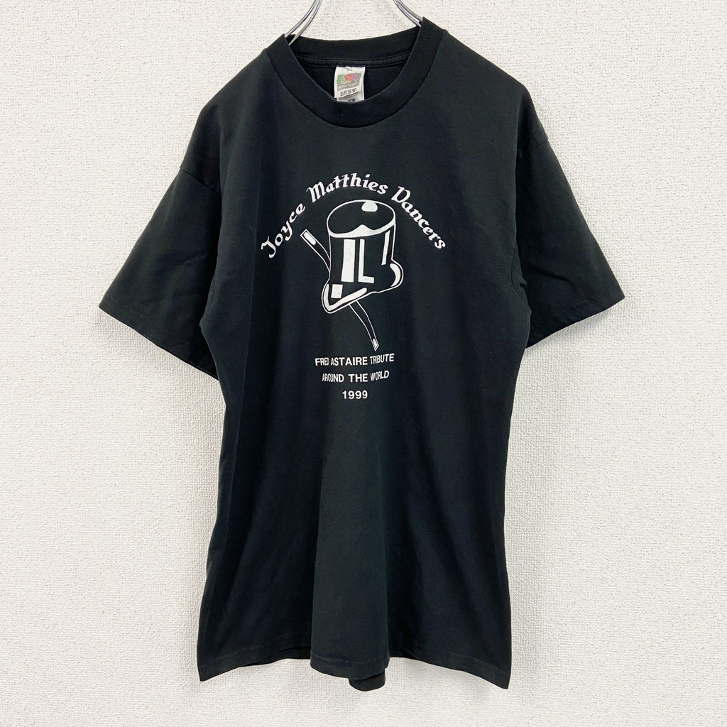 ～00s　FRUIT OF THE LOOM　フルーツオブザルーム　半袖プリントTシャツ　アーチプリント　黒　ブラック　Lサイズ　古着