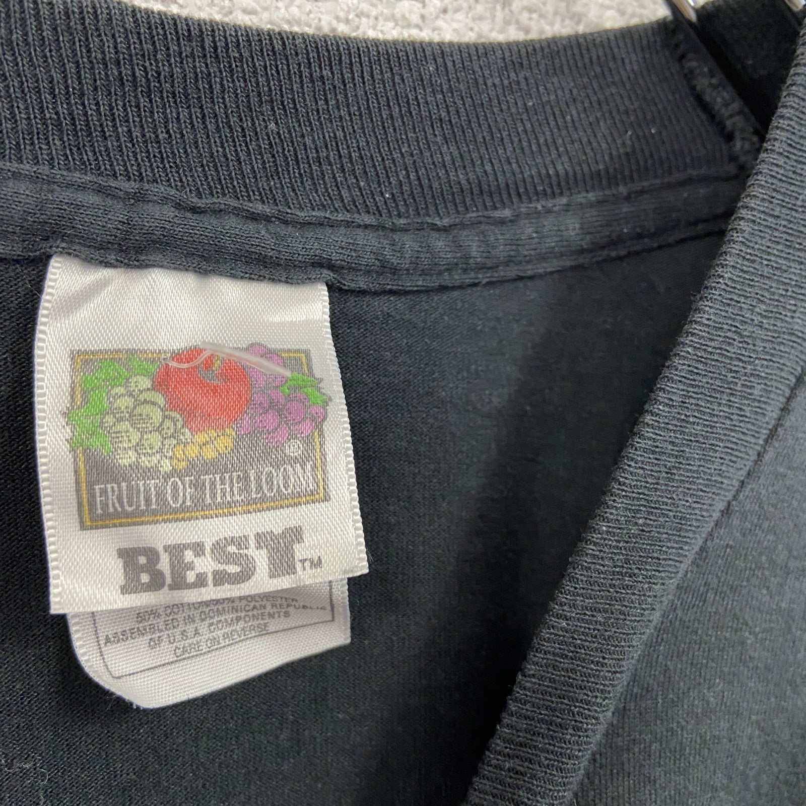 ～00s　FRUIT OF THE LOOM　フルーツオブザルーム　半袖プリントTシャツ　アーチプリント　黒　ブラック　Lサイズ　古着