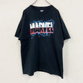 MARVEL　マーベル　半袖プリントTシャツ　デカロゴ　ペンキプリント　黒　ブラック　XLサイズ　古着