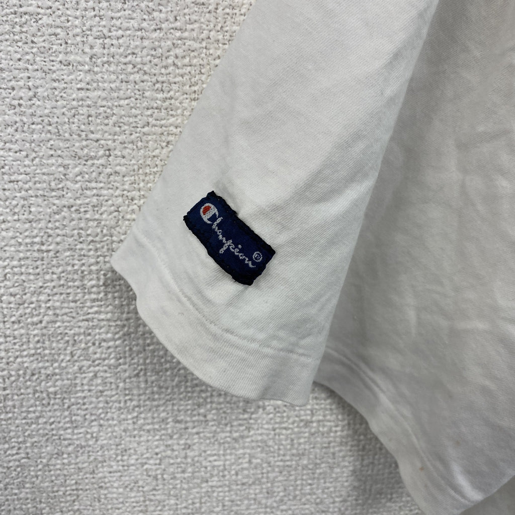 80s～　Champion　チャンピオン　半袖プリントTシャツ　トリコタグ　ユーロ　白　ホワイト　Mサイズ　　ヴィンテージ　古着