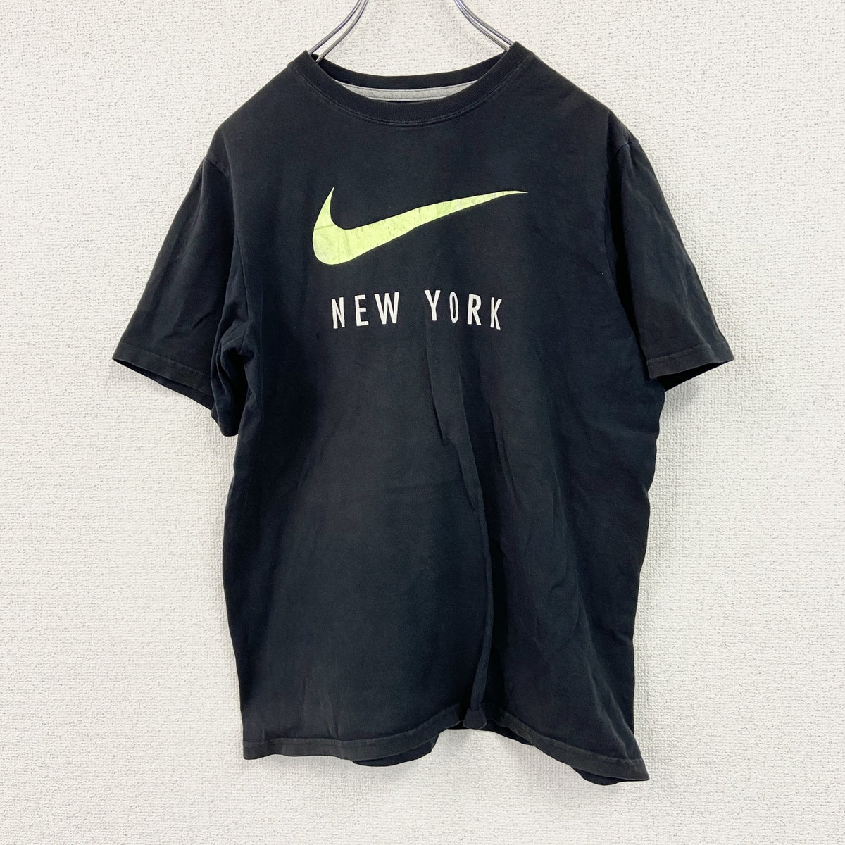 NIKE　ナイキ　半袖プリントTシャツ　NEW YORK　スウッシュ　デカロゴ　黒　ブラック　XLサイズ　古着