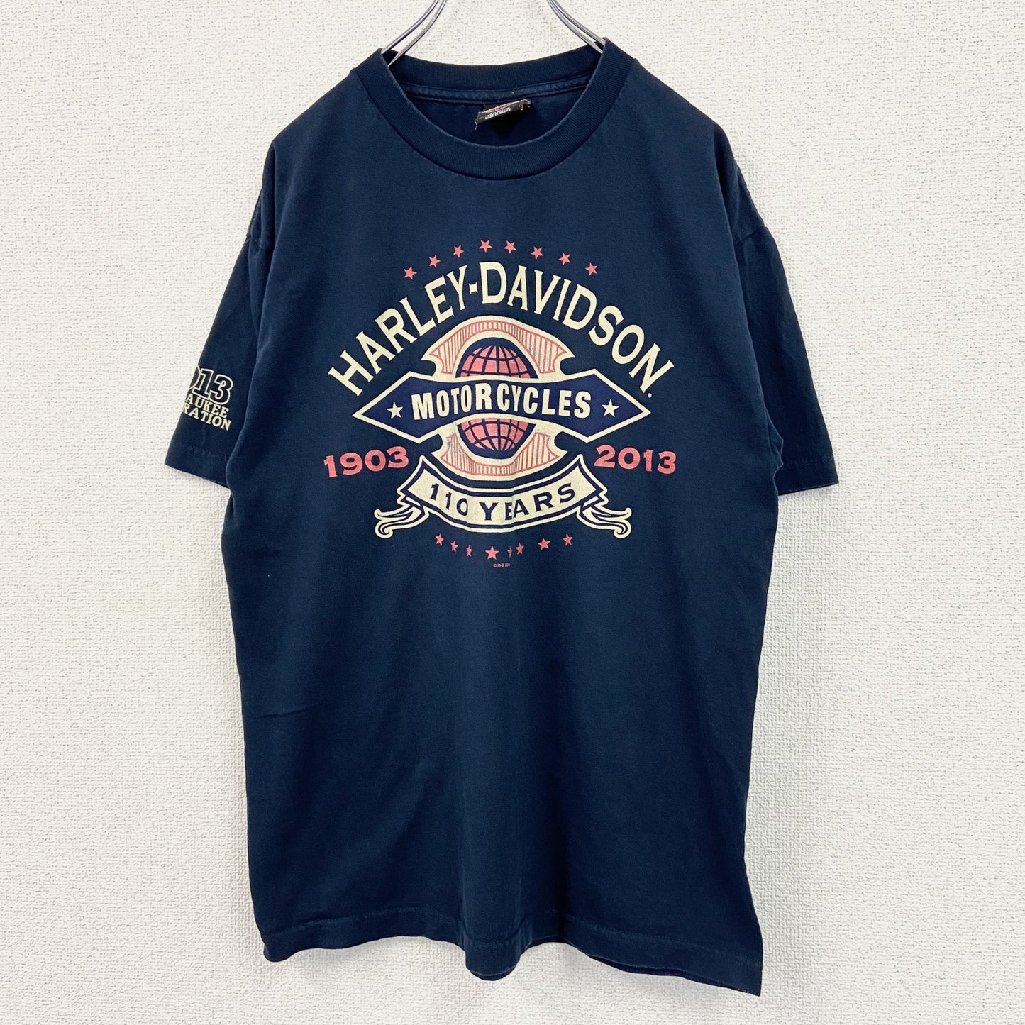 古着 used　HARLEY DAVIDSON　ハーレーダビッドソン　半袖プリントTシャツ　紺　ネイビー　Lサイズ