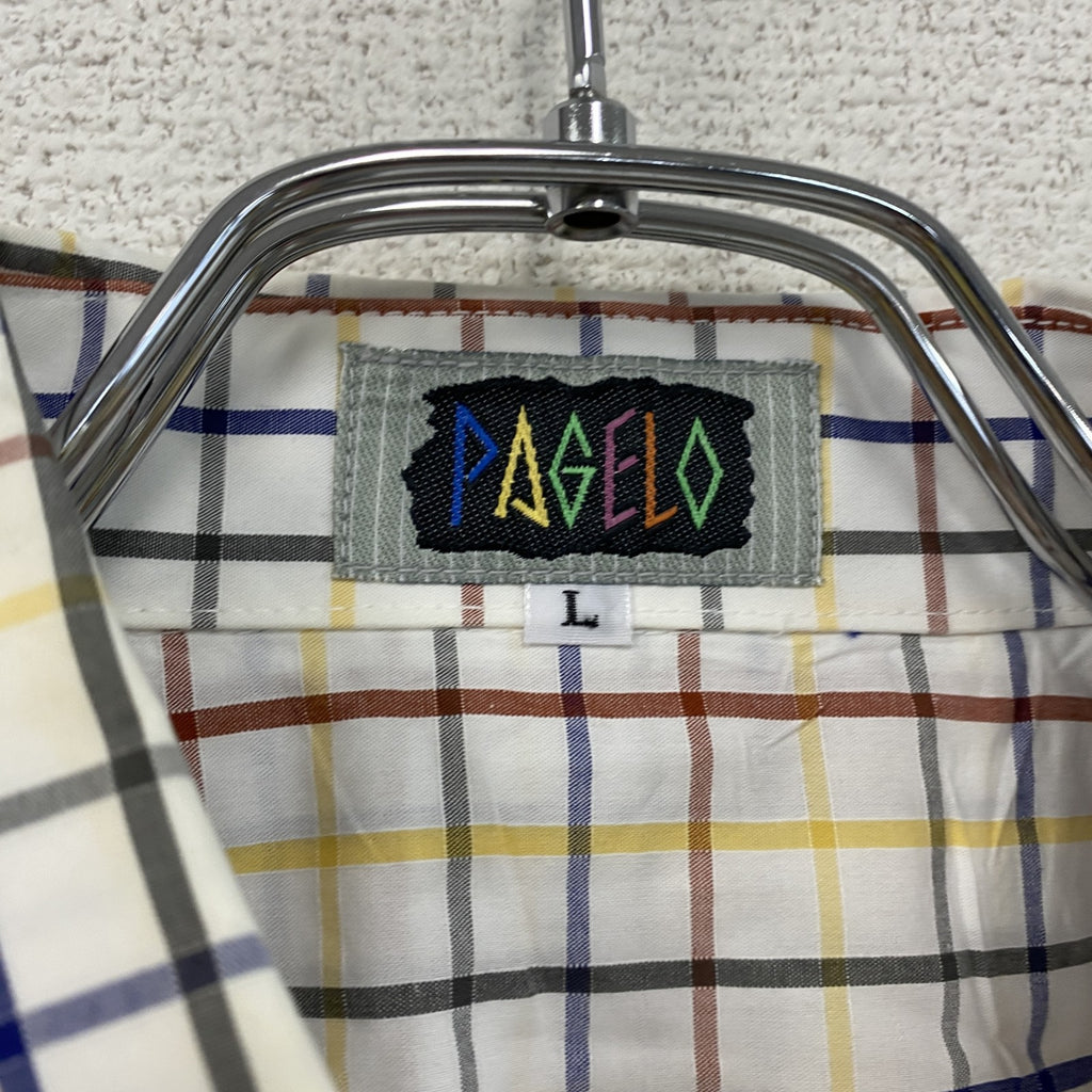 PAGELO　パジェロ　半袖ボタンダウンシャツ　チェック柄　マルチカラー　Lサイズ　古着