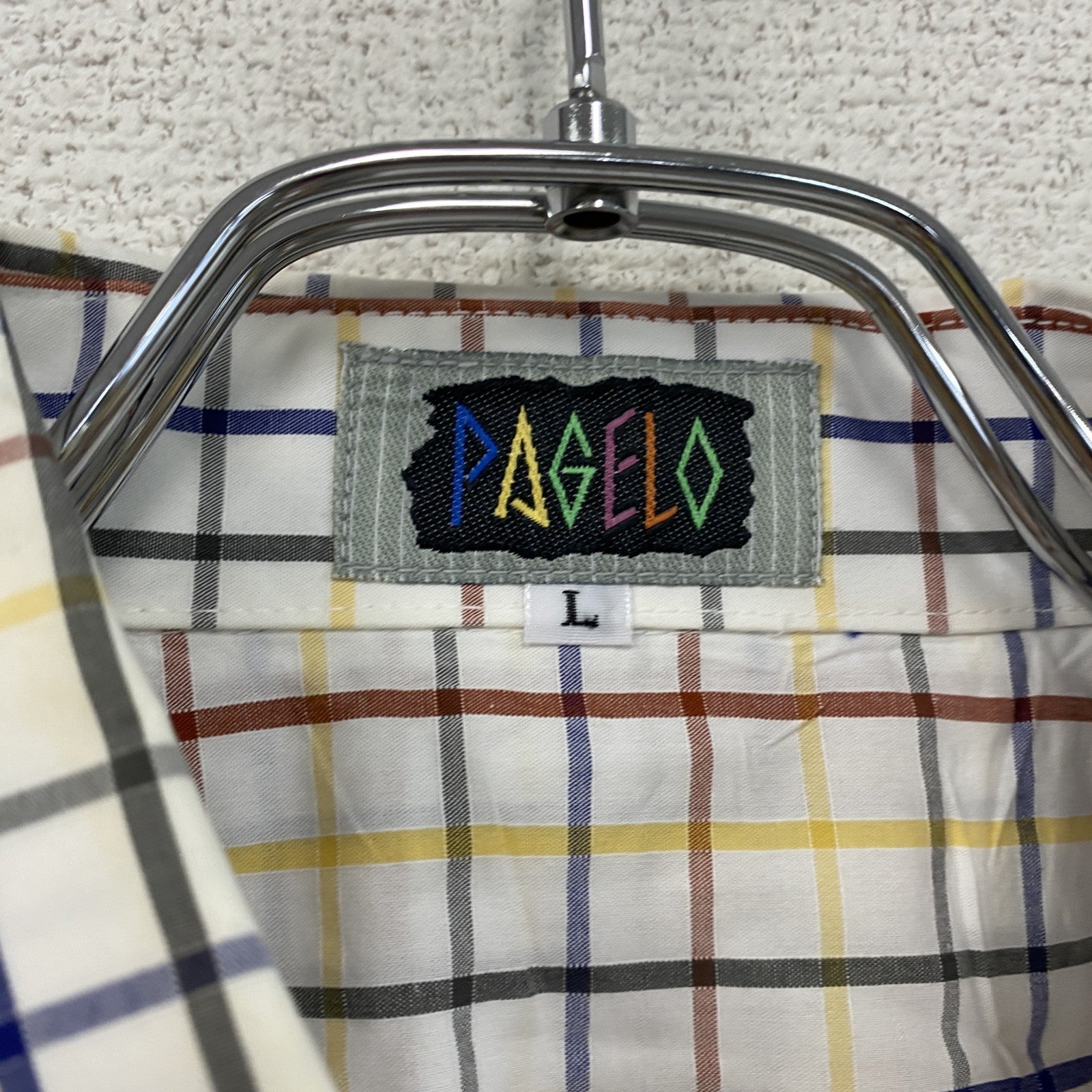 PAGELO　パジェロ　半袖ボタンダウンシャツ　チェック柄　マルチカラー　Lサイズ　古着