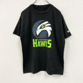 半袖スポーツプリントTシャツ　フットボール　EVER GREEN HAWKS　黒　ブラック　古着