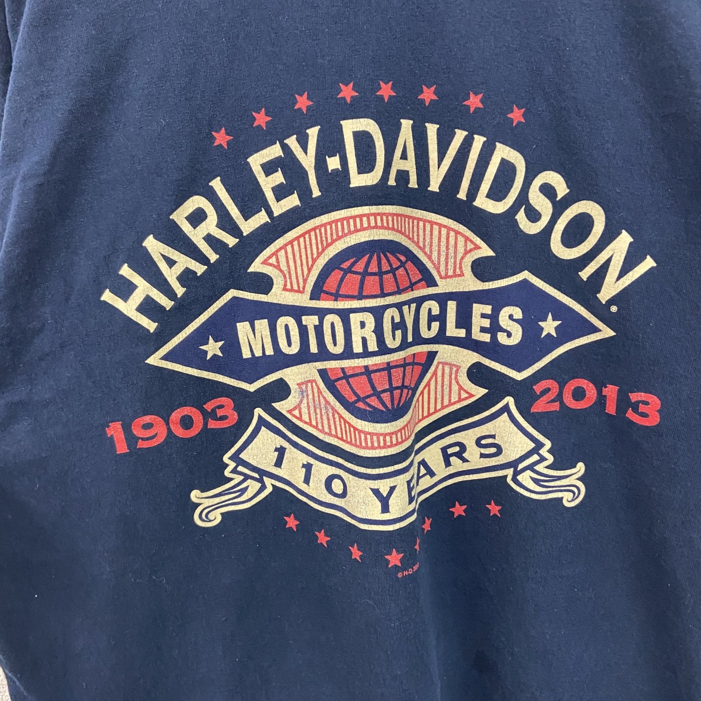 古着 used　HARLEY DAVIDSON　ハーレーダビッドソン　半袖プリントTシャツ　紺　ネイビー　Lサイズ