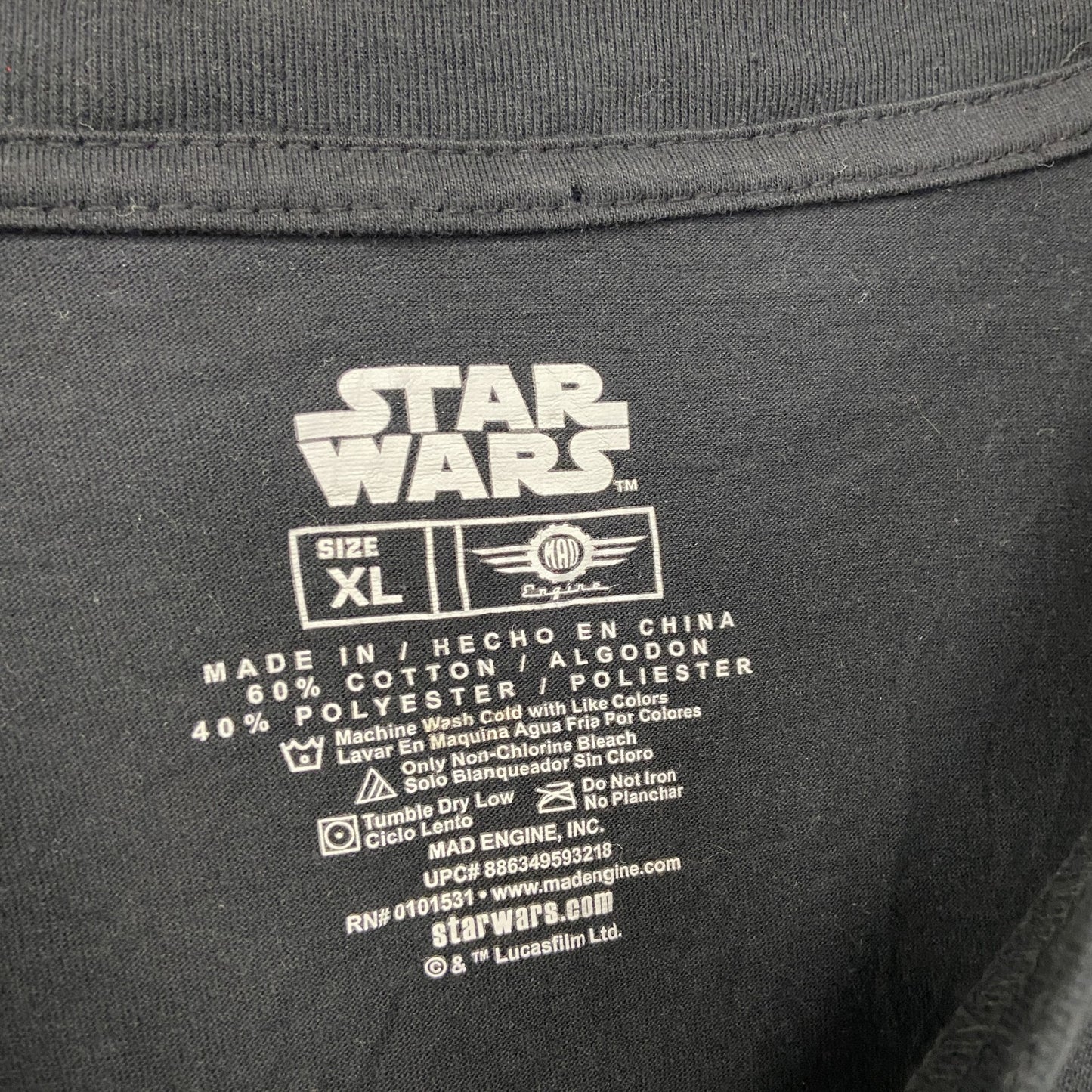 STAR WARS　スターウォーズ　Disney　ダース・ベイダー　長袖Tシャツ/ロンT　キャラクターT　黒　ブラック　XLサイズ