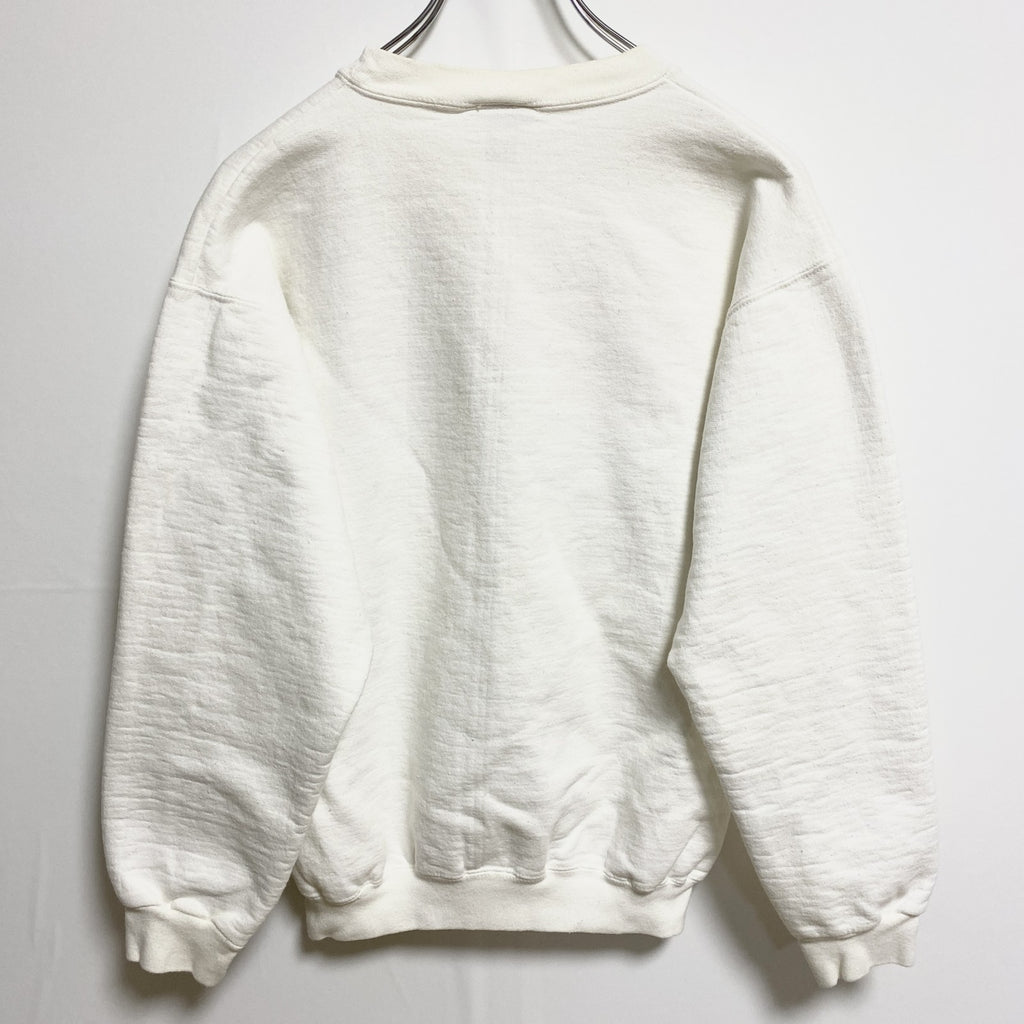 90s　HRLA　スウェット/トレーナー　刺繍ロゴ　ハリウッド　星　クルーネック　ヴィンテージ　白　ホワイト　Sサイズ　古着