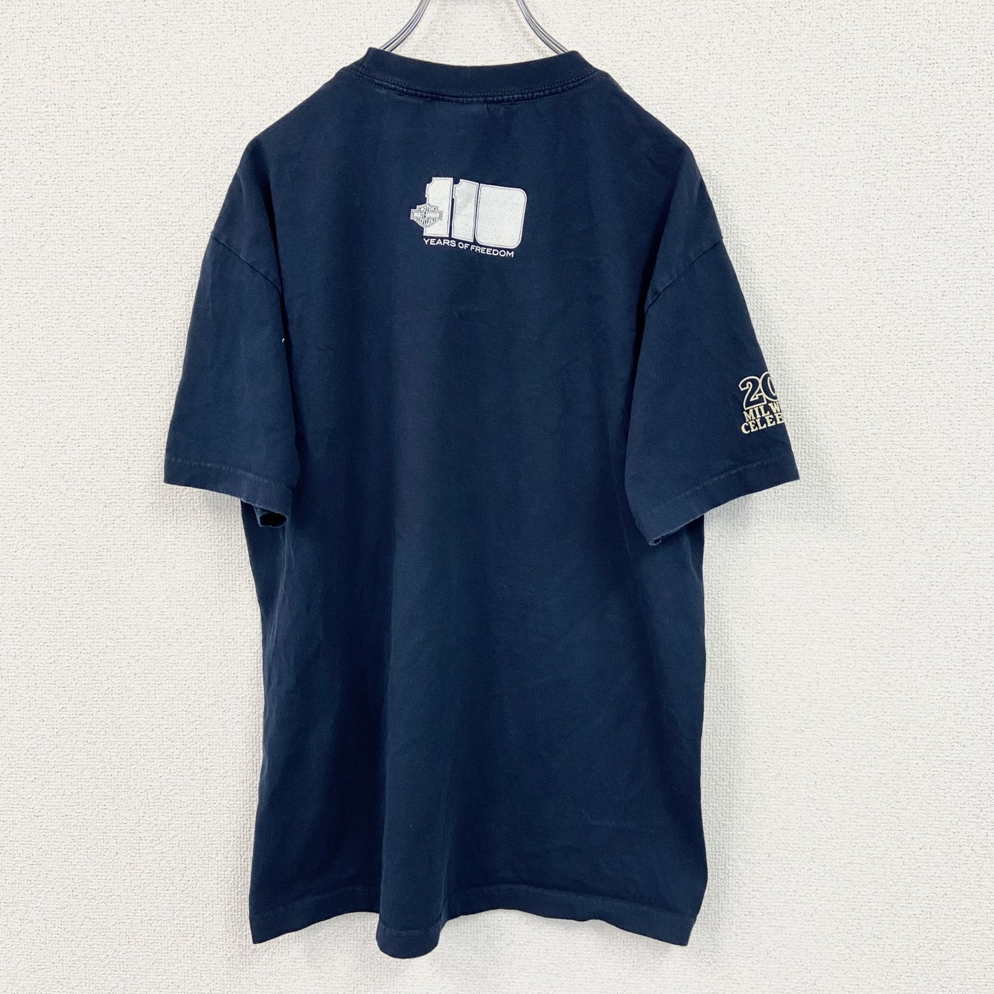 古着 used　HARLEY DAVIDSON　ハーレーダビッドソン　半袖プリントTシャツ　紺　ネイビー　Lサイズ