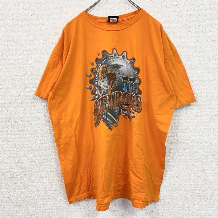 HARLEY DAVIDSON　ハーレーダビッドソン　半袖プリントTシャツ　オレンジ　2XLサイズ