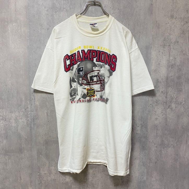 NFL　Super Bowl　アメフト　半袖プリントTシャツ　白　ホワイト　レトロ　クルーネック　オーバーサイズ　古着