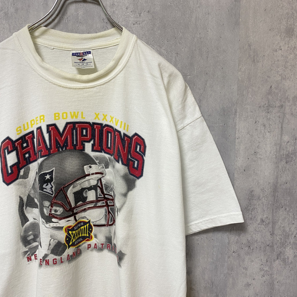 NFL　Super Bowl　アメフト　半袖プリントTシャツ　白　ホワイト　レトロ　クルーネック　オーバーサイズ　古着