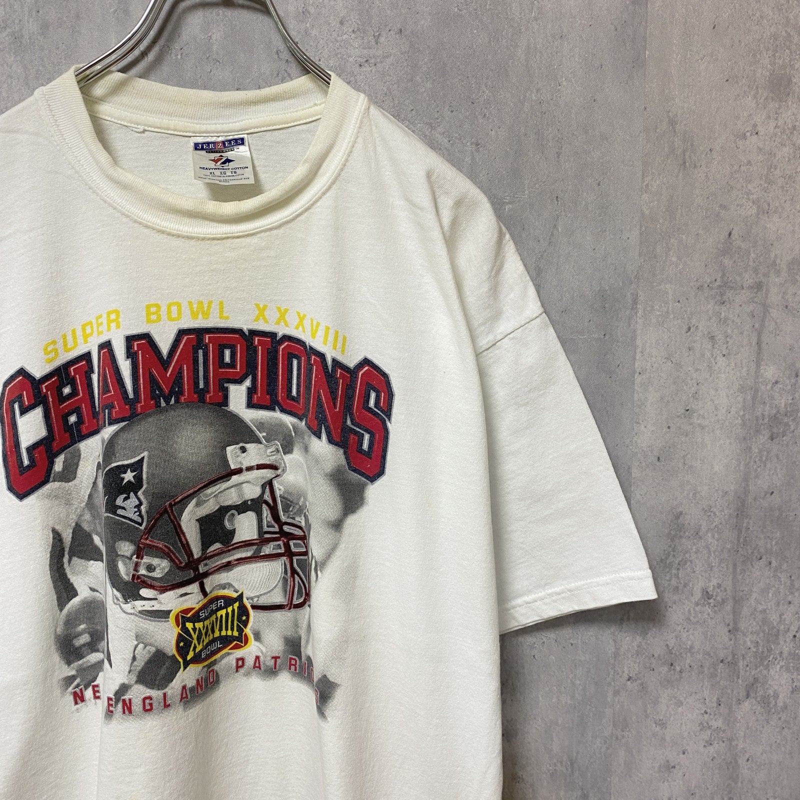 NFL　Super Bowl　アメフト　半袖プリントTシャツ　白　ホワイト　レトロ　クルーネック　オーバーサイズ　古着