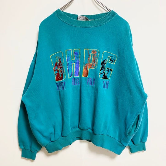 ～90s　BEVERLYHILLS POLO CLUB　刺繍スウェット/トレーナー　ヴィンテージ　青　XLサイズ