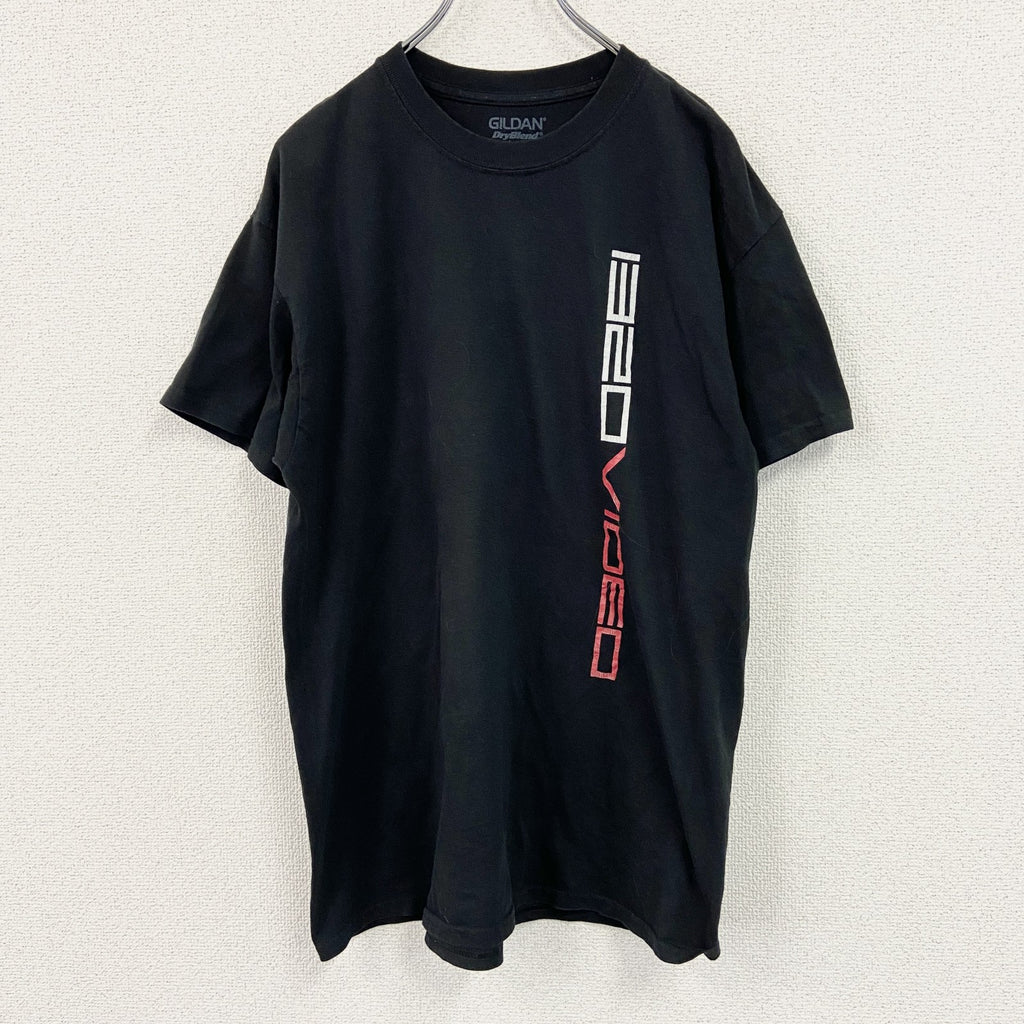 GILDAN　ギルダン　半袖プリントTシャツ　星条旗　両面プリント　黒　ブラック　Lサイズ カットソー メンズ コットン 古着
