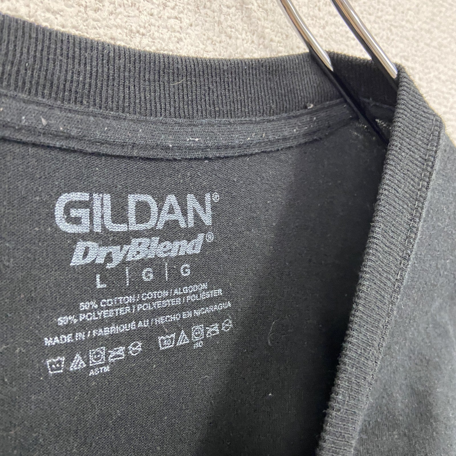 GILDAN　ギルダン　半袖プリントTシャツ　星条旗　両面プリント　黒　ブラック　Lサイズ カットソー メンズ コットン 古着
