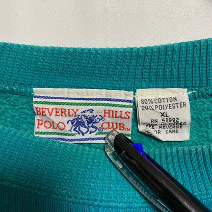 古着 used　BEVERLYHILLS POLOCLUB　長袖ロゴ刺繍スウェット　トレーナー　青　ビッグシルエット　XLサイズ