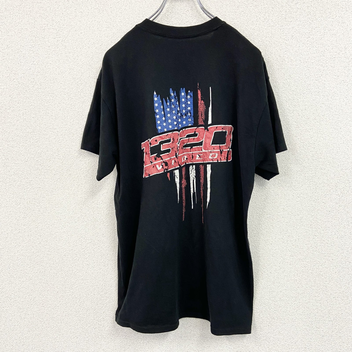 GILDAN　ギルダン　半袖プリントTシャツ　星条旗　両面プリント　黒　ブラック　Lサイズ カットソー メンズ コットン 古着