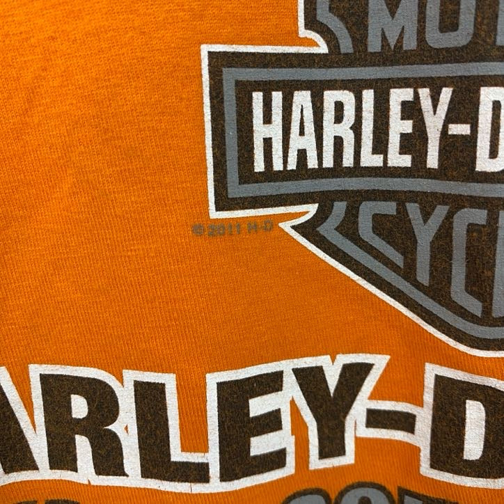 HARLEY DAVIDSON　ハーレーダビッドソン　半袖プリントTシャツ　オレンジ　2XLサイズ