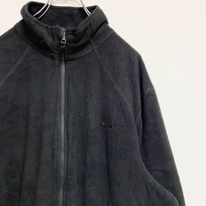 C9 by Champion　長袖ハイネックフリースジャケット　ワンポイント刺繍　黒　ブラック　ビッグシルエット　XLサイズ　古着