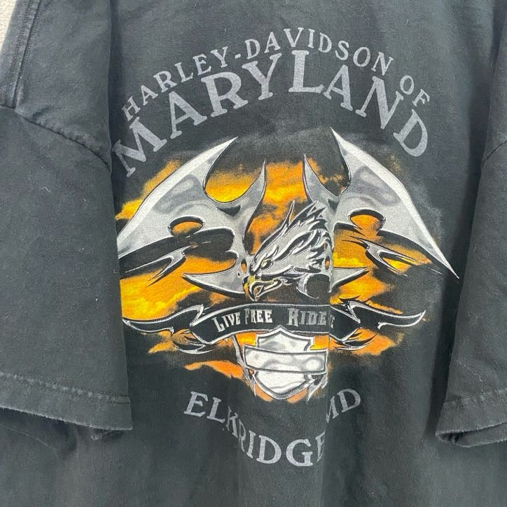 HARLEY DAVIDSON　ハーレーダビッドソン　半袖プリントTシャツ　黒　ブラック　2XLサイズ
