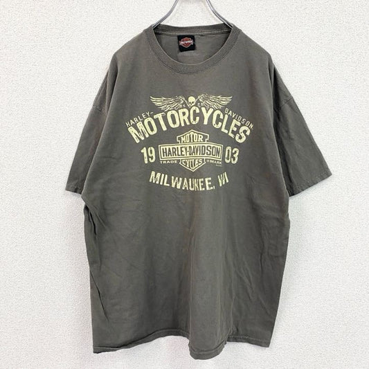HARLEY DAVIDSON　ハーレーダビッドソン　半袖プリントTシャツ　灰色　グレー　2XLサイズ