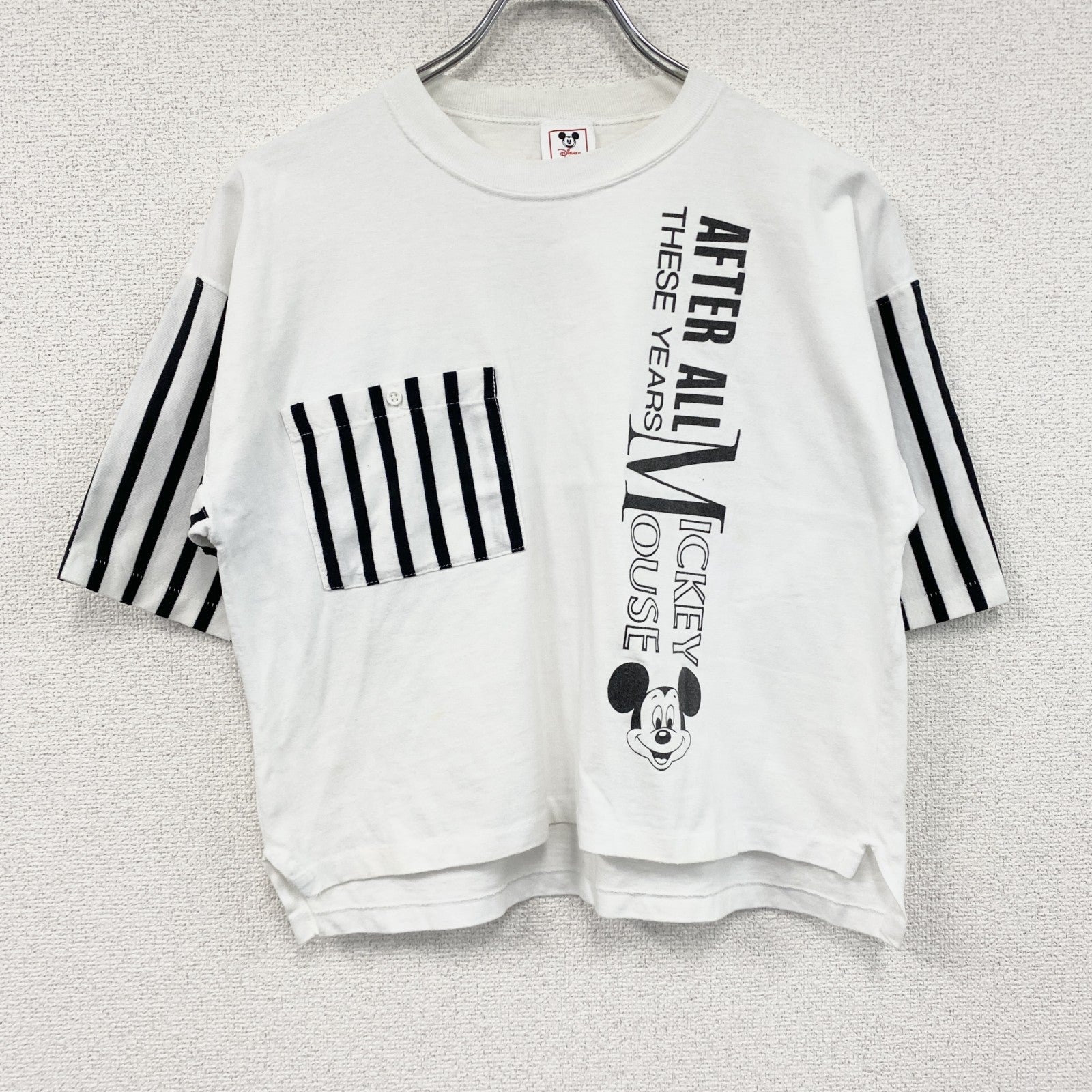 90s　Disney　ディズニー　ミッキーマウス　半袖プリントTシャツ　ヴィンテージ　シングルステッチ　白　ホワイト　古着