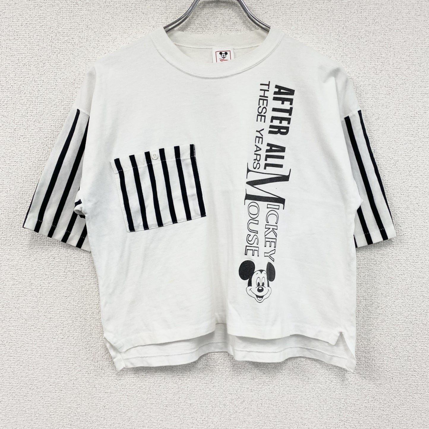 90s　Disney　ディズニー　ミッキーマウス　半袖プリントTシャツ　ヴィンテージ　シングルステッチ　白　ホワイト