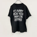 半袖プリントTシャツ　メッセージT　4連プリント　英字プリント　黒　ブラック　古着