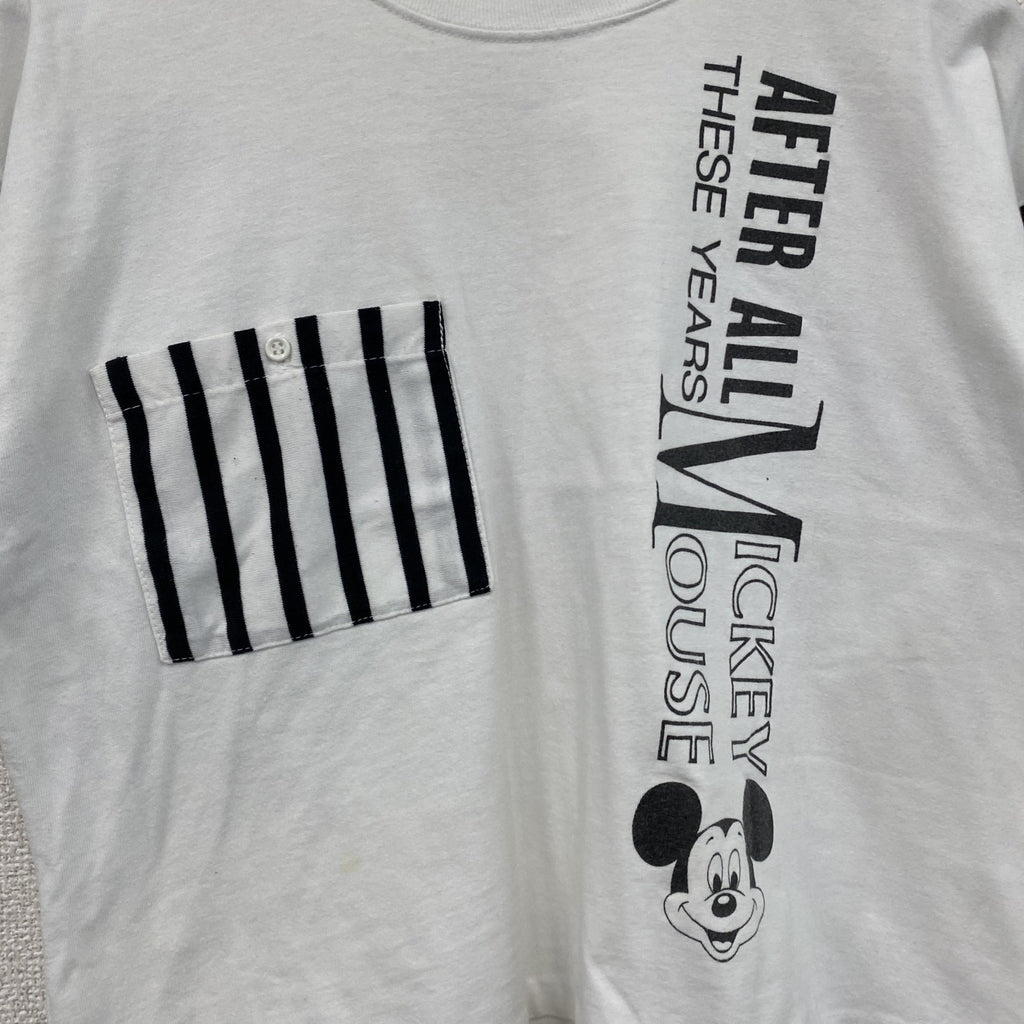 90s　Disney　ディズニー　ミッキーマウス　半袖プリントTシャツ　ヴィンテージ　シングルステッチ　白　ホワイト　古着