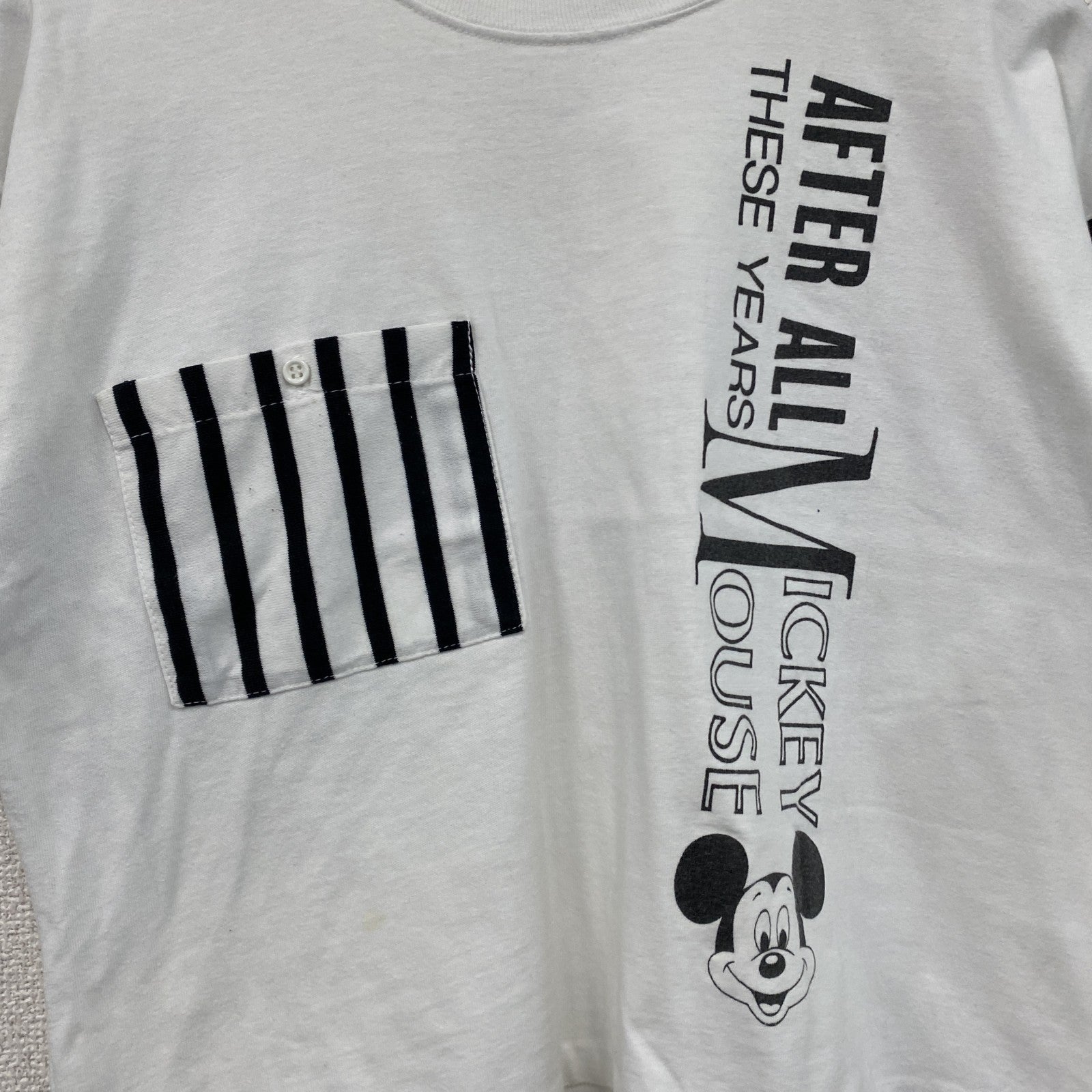 90s　Disney　ディズニー　ミッキーマウス　半袖プリントTシャツ　ヴィンテージ　シングルステッチ　白　ホワイト　古着